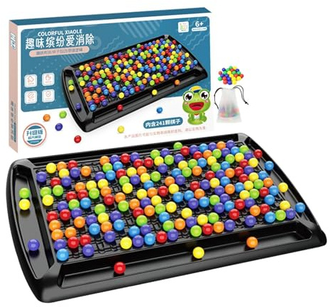Intellektuelles Schachbrett Doppelduell, 240 Stück Rainbow Ball Elimination Brettspiel Strategiespiele, Schachbrett Doppelduell Bunte Kugeln, Tabletop Familienspiele Partyspiele für Kinder Erwachsene