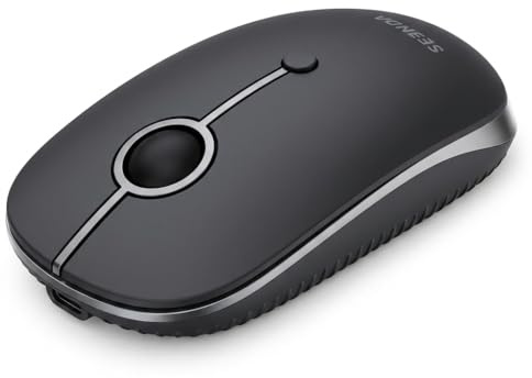MOU001 Ratón Bluetooth, Conexión USB + Doble Bluetooth para 3 Dispositivos, Ratón Inalámbrico con 3 Niveles de dpi hasta 2400, Botones Silenciosos – Compatible con Windows, Mac, Android, iOS