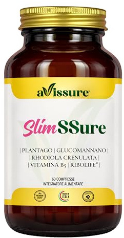 avissure™ SlimSSure, Glucomannano Plantago Rhodiola, 60 Compresse, 2 Mesi