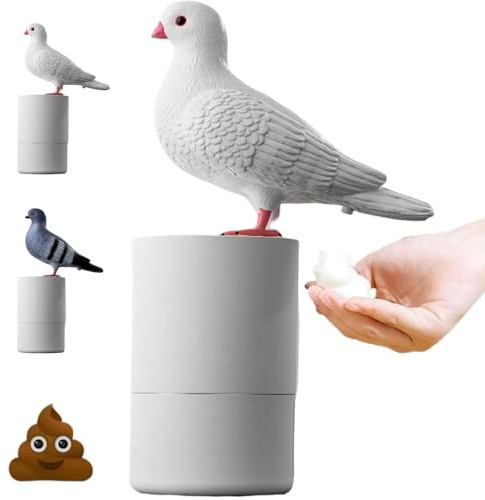 Dirty Bird, divertente dispenser di sapone in schiuma a forma di piccione, regalo unico per bagno e cucina, decorazione per gli amanti degli uccelli (bianco)