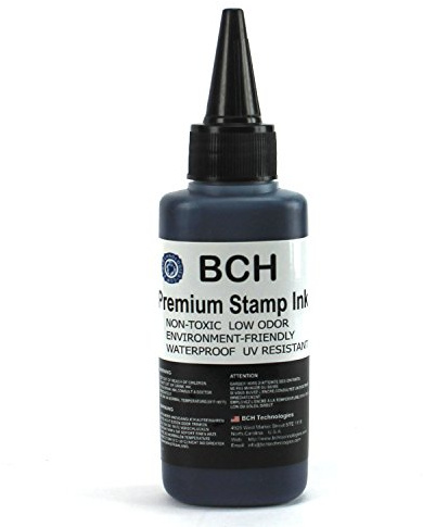 BCH Premium Black Stamp Ink Refill | Quick-Dry Permanent & Waterproof Ink Formula for Self Inking Rubber Stamps, Stamp Pads, Notary Supplies, Stamp Ink | 2.5 oz Bottle – Office & Business Use