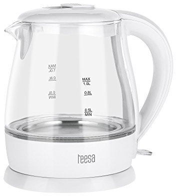 Tessa tsa1030 Hervidor de agua de cristal, color blanco