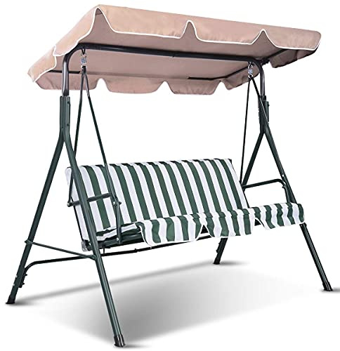 RELAX4LIFE Techo de Repuesto para Columpio Jardín con Protección UV, Techo de Repuesto Impermeable para Balancín de 160g Poliéster, Cubierta de Reemplazo para Jardín/Patio/Balcón (Beige, 191x132cm)