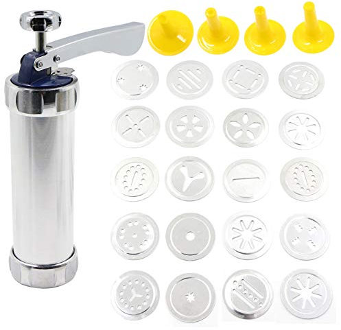 Kit Macchina per Biscotti, Pressa per Biscotti Set, Pressa per Biscotti a Macchina con 20 Accessori e 4 attacchi a spruzzo, Ideale per Realizzare Biscotti di Pasta frolla Decorazione di Biscotti