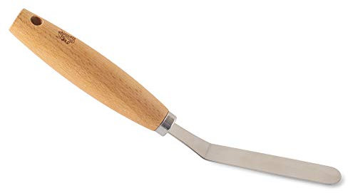Nordic ware - Petite spatule pâtissière coudée en acier inoxydable - Pour Glaçage et décoration de gâteaux - Manche en bois de hêtre - Outil de pâtisserie précis
