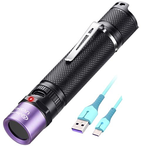 LIGHTFE Linterna UV UV304D Luz negra 365nm Máx. 5 vatios para curado de pegamento UV, rocas y minerales, detección de fugas de CA... (UV304)