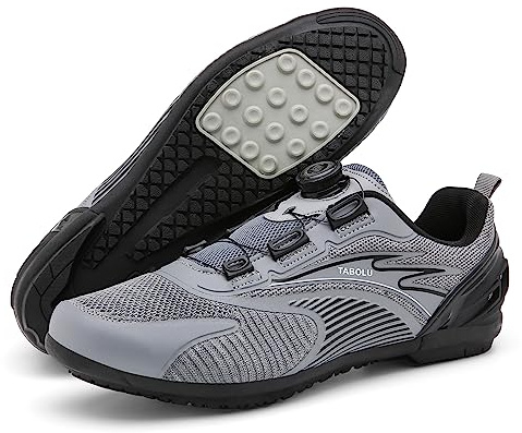 PENXZT Scarpe da Ciclismo Maschile Bici da Strada MTB Scarpe da Biciclette in Gomma Suola Non slittata Senza moune Mountain Mountain da Strada per Bici da Strada da Strada,Grigio,43 EU