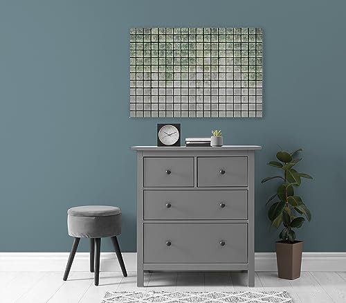 A.S. Création Leinwandbild Gewächshaus Blätter und GlasbauStein-Optike - Kunstdruck Grün Weiss - 90x60 cm Querformat - Moderne Wanddekoration Schlafzimmer Wohnzimmer - Bild auf Keilrahmen