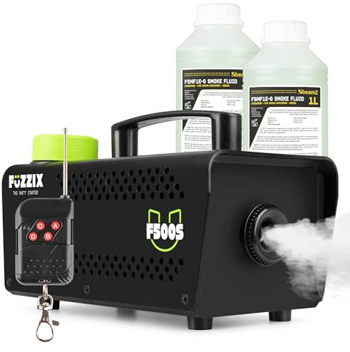 Fuzzix F500S Máquina de Niebla con Mando a Distancia y 2L de Líquido de Niebla, 500 W Máquina de Humo para Fiestas, Inalámbrica, Máquina de Niebla, Máquina de Humo, Bodas, Máquina de Niebla Halloween
