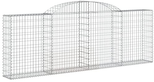 vidaXL Arched Gabion Baskets (30 pcs) - 300x30x100/120 cm, Silver - Galvanised Iron Garden Barrier/Wall - 3.5 mm Wire Diameter - Rock/Gravel-filled Stable Construction - Decorative Outdoor Living...