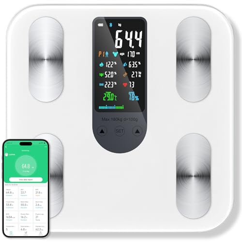RWSRW Bilancia Pesapersone Digitale, Bilancia Impedenziometrica Professionale Bilancia Pesapersone Smart Bluetooth con Ampio Display con App 22 Indici
