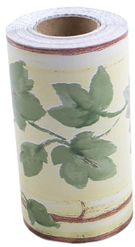 Odoukey Borde de papel tapiz de cáscara y palo de 32.8 pies, hojas verdes de PVC impermeable autoadhesivo para sala de estar dormitorio de baño