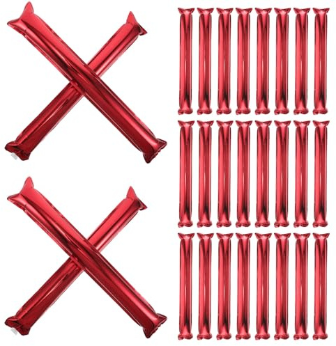Gatuida 32pcs Inflatable Red Aluminum Film Noise Maker Sticks, 23.6-inch Cheering Clappers for Sports Events, Concerts, Basketball Fan Support Sticks