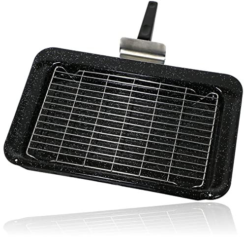 SPARES2GO Complete Grill Pan Tray Rack & Handle for Rangemaster Oven Cooker (445 x 276mm) - Fitment List B