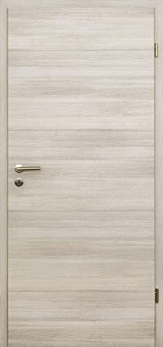 HORI® Zimmertür CPL Lärche hell quer strukturierte Röhrenspan Rundkante | Innentüre, Türblatt, passende für alle Standard Zargen mit DIN Größe I 1985 x 735 mm I DIN Rechts