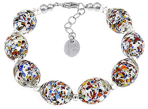 Venetiaurum - Pulsera de mujer con perlas de cristal original de Murano y plata 925 - Joya Certificada Made in Italy