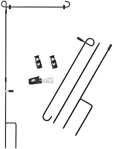 Newk Flagghållare Stativ, Svart Järn Yard Flaggstång - Rymmer flaggor upp till 31,8 cm i bredd