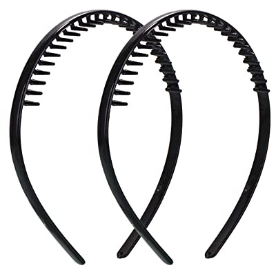 2Pcs Headband Mens Hair Bands for Men Women,Mens Hair Band Sports Non-Slip Sports Fashion Headband with Comb Shark Tooth Grip Hair Band for Daily Wear Weddings or Washing Face