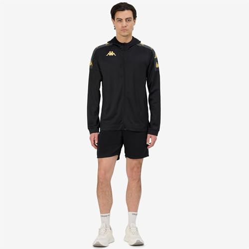 Kappa Sudadera GREVOLO, Sudadera Banda, Negro/Gris, XL, Hombre