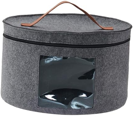 Baoblaze Scatola per Cappelli Scatola per Cappelli con Coperchio Antipolvere per Donna Uomo Organizzatore per Cappelli Pieghevole Scatola per Cappelli Rotonda, Grigio 33x26 cm
