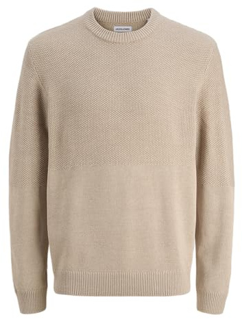 JACK & JONES Jjcarl stickad crew neck, Havregryn, L