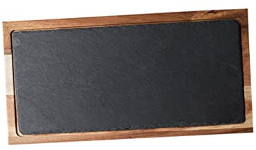 Holibanna Bandeja De Madera Maciza Para Aperitivos Plato De Comida Occidental Bandeja Para Almacenar Comida Para Cocina y Servicio Restaurante Negra