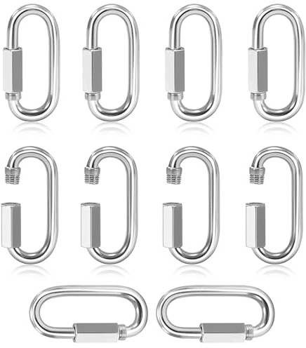 10 Stück Schraubverbinder, M6 Robuster Kettenglied Schraubnotglied Kettenverbinder Ø6mm Ovale Kettennotglied Set für Schaukel Camping Wandern