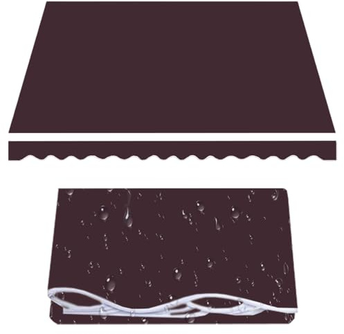 Ersättningspresenningstyg för markiser balkongtält och terrassöverdrag, vattentät polyester baldakin (brun 5,5 x 2,5 m)