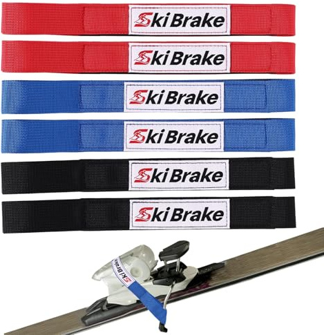 Fukaisu 6pcs Adjustable Ski Brake Straps, Nylon Binding Brake Retainer Bands Durable & Reusable Snowboard Straps for Ski Waxing And Tuning (Red, Black, Blue)