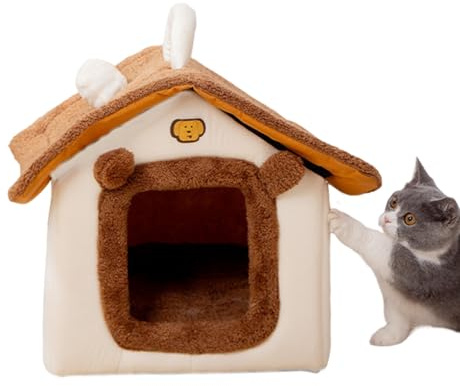 Doiyislem Casa para gatos para mascotas, forma cerrada para la temporada de frío, casa de gato de invierno y de , para razas de gatos pequeñas a grandes, salón, dormitorio, garaje