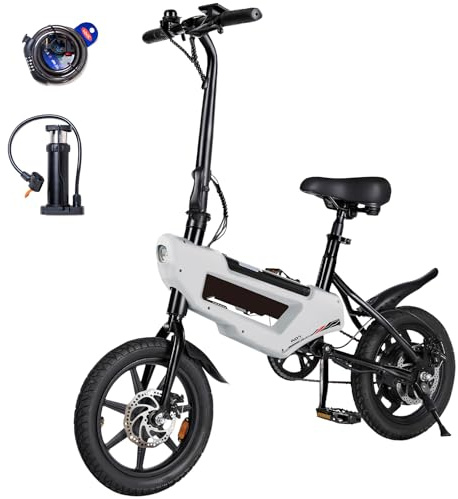 Genérico HBFTXRIDE Bicicleta Eléctrica Plegable, 14 Mini E-Bike, Batería 36V/6.8Ah,25KM/H Frenos de Doble Disco y Suspensión Delantera