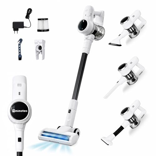 M mimotec-ProNext Aspirapolvere Scopa Senza Fili 315W 27KPa, Aspirapolvere Verticale Potente 3 in 1, 70 Min di Autonomia, Luce LED, Serbatoio 0,9L, Silenziosa per Pavimenti, Auto e Animali