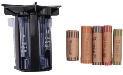 Fowecry Compteur Pièces Monnaie en Tube Trieur Pièces avec Emballages Pièces Monnaie, Trieur Pièces Monnaie 5 en 1, Organisateur Pièces Monnaie, Porte-Monnaie