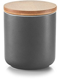 ZELLER PRESENT SCHÖNER LEBEN. PRAKTISCH WOHNEN. 19825 Gewürzdose, mit Bamboodeckel, 200 ml, Keramik, ca. 7,5 x 7,5 x 8,5 cm, rot