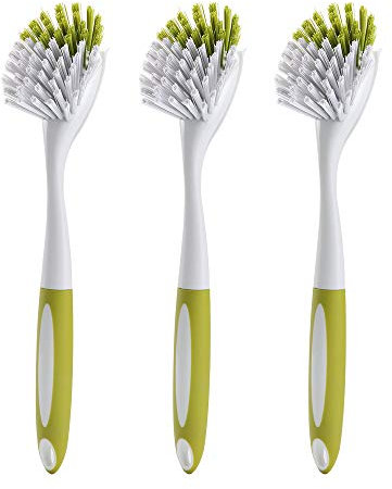 Washing Up Brushes for Dish Kitchen Sink Pot Pan Scrubbing with Durable Bristles, Yellow-green 3Pcs