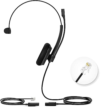 Yealink YHS34 Lite Mono Telephone Headset with RJ9 Jack Phone Headset with Microphone Noise Canceling, Compatible Poly Snom Desk Landline Phones (2.1m Cable)