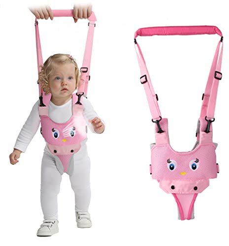 IULONEE Lauflernhilfe Gehhilfe für Baby Stehen und Gehen Lernen Helfer 4 in 1 Funktionale Verstellbar Walker Sicherheitsleinen für Kinder 7-24 Monate (Mesh Rosa)