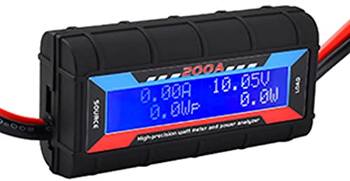 GERUI Analyseur de puissance de modèle d'avion de haute précision 200 A, détecteur de wattmètre, moniteur de consommation de batterie du système de sauvegarde de batterie LCD numérique, testeur de