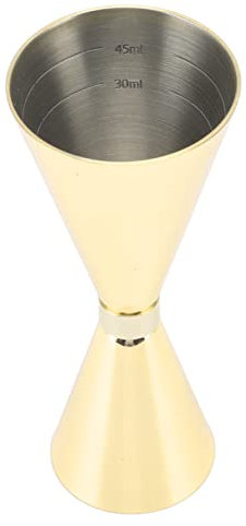 Jigger pour Barman, Double Cocktail Jigger, Jigger Japonais en Acier Inoxydable 30ml à 60ml avec Mesures à L'intérieur, Doseur de Mesure de Cocktail Durable pour la Maison, Bar,(Placage d'or)