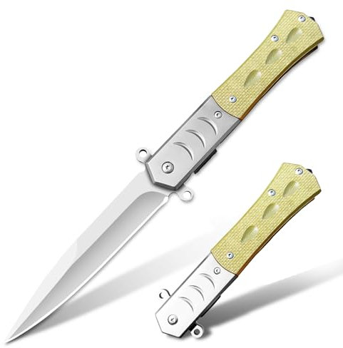 eiloszf Klappmesser Taschenmesser für Outdoor Survival Camping Einhandmesser Klinge Edelstahl Jagdmesser G10-griff, Scharfes Knife Überlebensmesser