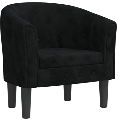 vidaXL Clubsessel, Sessel mit gepolstertem Sitz Armlehnen, Cocktailsessel mit Holzgestell, Loungesessel Relaxsessel Polstersessel, Schwarz Samt