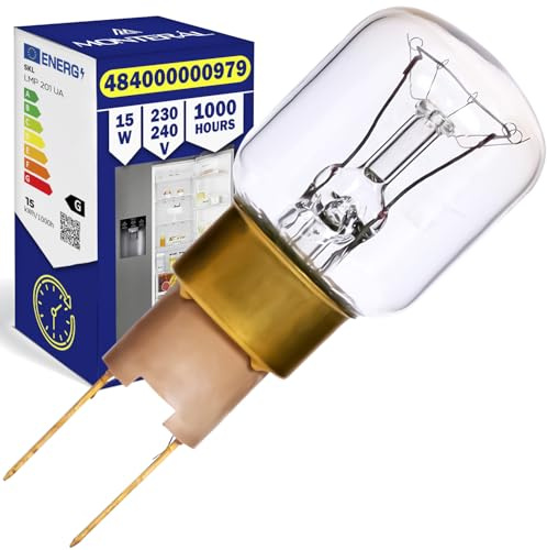 MONTERAL Ampoule Frigo 15W 230/240V avec la Plaque de Base X7E T-Click avec le Code Original 484000000979 pour Whirlpool