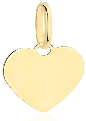Rodium - Goldene Anhänger, Herzanhänger Gelbgold, 14 Karat Gold/ 585er Feingehalt, Charms für Halskette oder Ketten Armband, Ideales Geschenke, Kettenanhänger für Goldschmuck