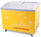 Hakka Freestanding Large Chest Freezer, Yellow Freezer 201L Capacity Equipped with casters,with Sliding Glass Top,with Removable Storage Basket,Temperature -18~-22℃