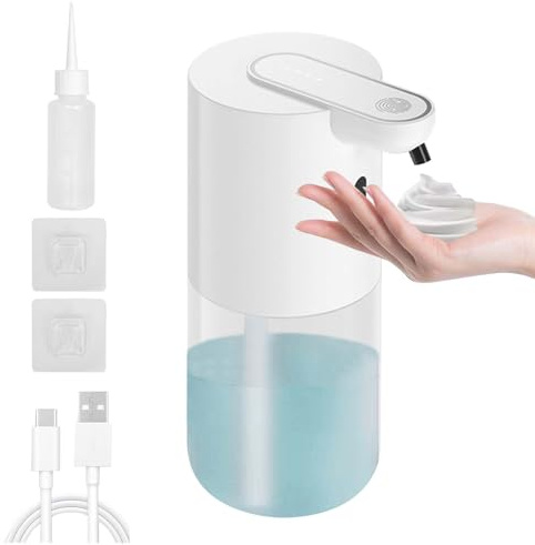 Distributore Automatico di Sapone da Parete, Distributore di Sapone Elettrico da 400 Ml, Ricaricabile, 4 Livelli Regolabili, con Sensore, Impermeabile IPX5, Adatto per Cucine, Bagni, Hotel e Uffici