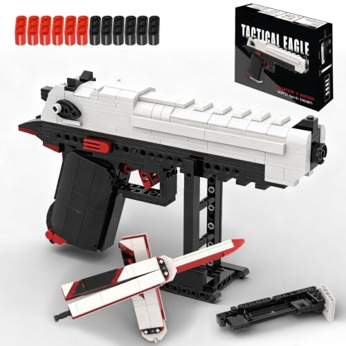 Sosuy Aigle du Désert Set de Blocs Construction, Pistolet Arme Jouet Modèle | 663Pcs, Modèle Avec Fonction de Tir, 1:1 Fusil Collection Militaire Cadeaux d'anniversaire pour Adulte Enfants Garçon âge 8+