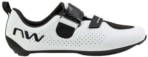 Northwave Tribute Scarpe Ciclismo Strada – Suola Morph Powershape, Traspiranti Mesh, Chiusura Velcro, Scarpe Bici Corsa Unisex Bianco Nero, Bianco/Nero EU 44