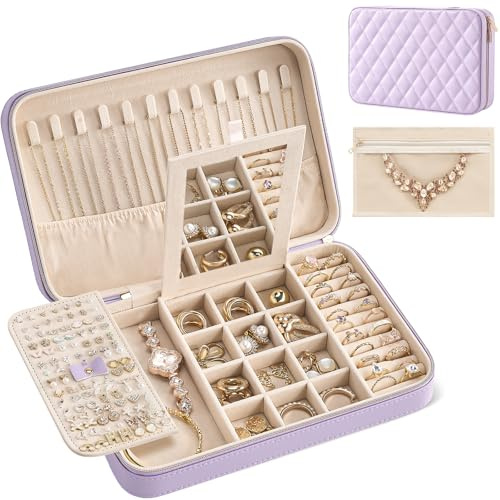 Lolalet Travel Jewelry Case for Women Girls -Large, Purple