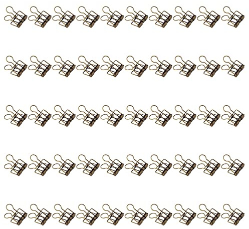 50 clip metalliche da 32 mm, graffette cave con forte forza di serraggio con coda lunga, piccole clip per l'organizzazione dei documenti di casa, ufficio e scuola (Bronzo)