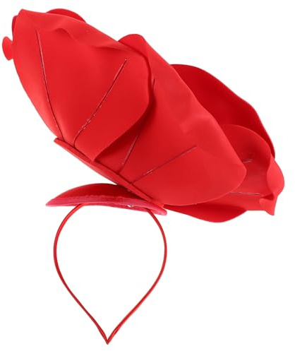 SUPVOX Corona di Fiori Rossa in EVA e Lega, Copricapo Grande per Damigelle e Servizi Fotografici, Accessorio Chioma per Matrimoni e Carnevali